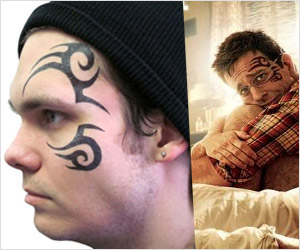 face tattoo of stu in move hangover