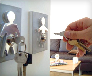 keys holder in male and female shape form in chrome finish