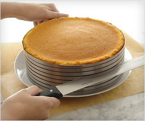 Cut flat cake layer slices neatly