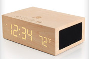 Wooden bluetooth speakers with LED alarm clock display