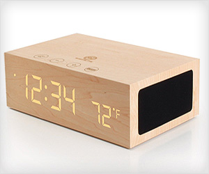 Wooden bluetooth speakers with LED alarm clock display