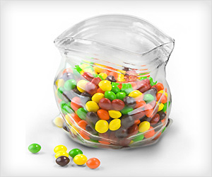 Glass bowl in shape of unzipped plastic bag