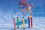Pool Dive Sticks stand upright at pool bottom