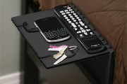 Portable folding bed side shelf for phone & remotes