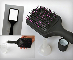 Hair Brush with looking mirror and hidden secret flask for liquid