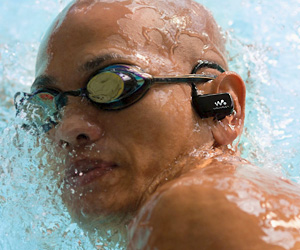 Waterproof music player for swimming, running in rain, workouts in gym