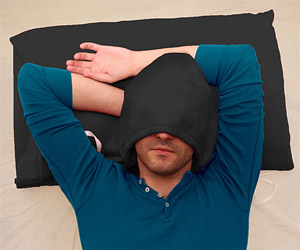 bright color pillow with in-built hoddie for sound sleep
