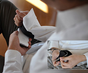 shirt with cleaning wipe