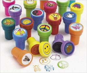 50 different plastic stamps with smiley animals