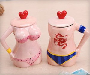 love mugs in shape of bikini couple