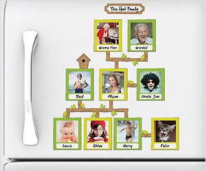 family tree on fridge using photo frame tree magnets