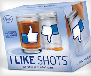 Shot Glasses with Facebook Like Thumbs up down button