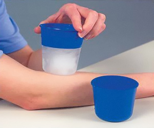 Re-usable cups for ice massage therapy 